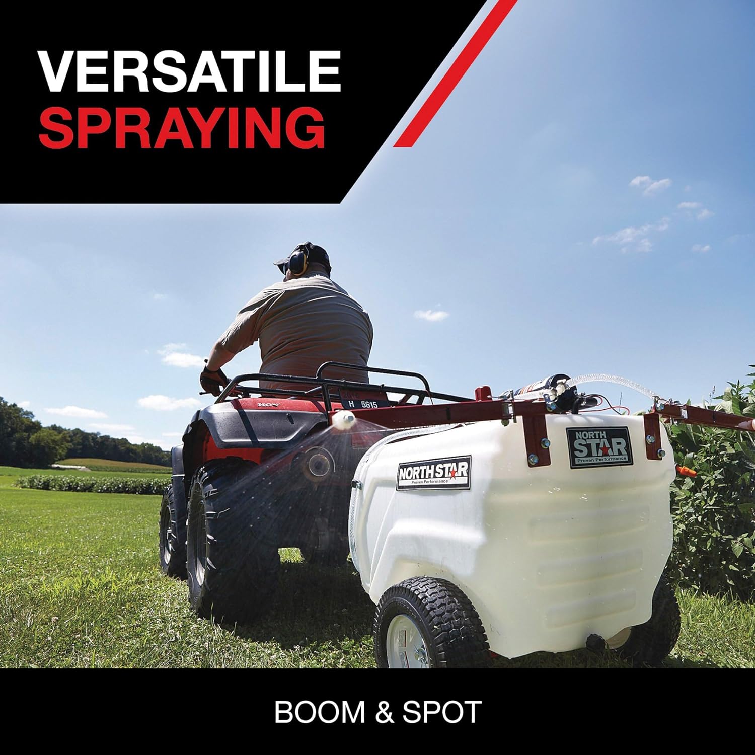 NorthStar Tow Behind Trailer Boom Broadcast and Spot Sprayer 31 Gallon
