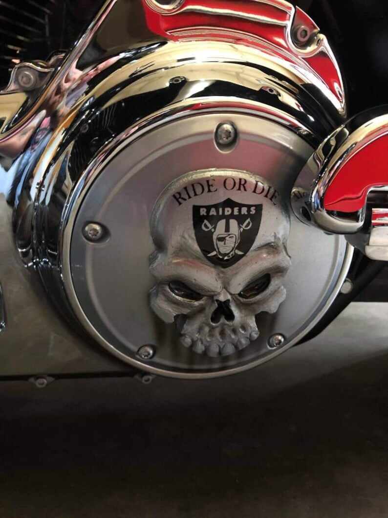 Harley Davidson Harley Davidson Derby Clutch Cover With 3D Skull With Raiders And Ride Or Die