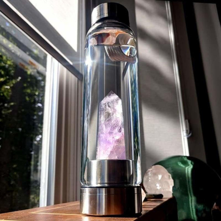 Crystal Wand Water Bottle + Protective Sleeve (Stainless Steel)