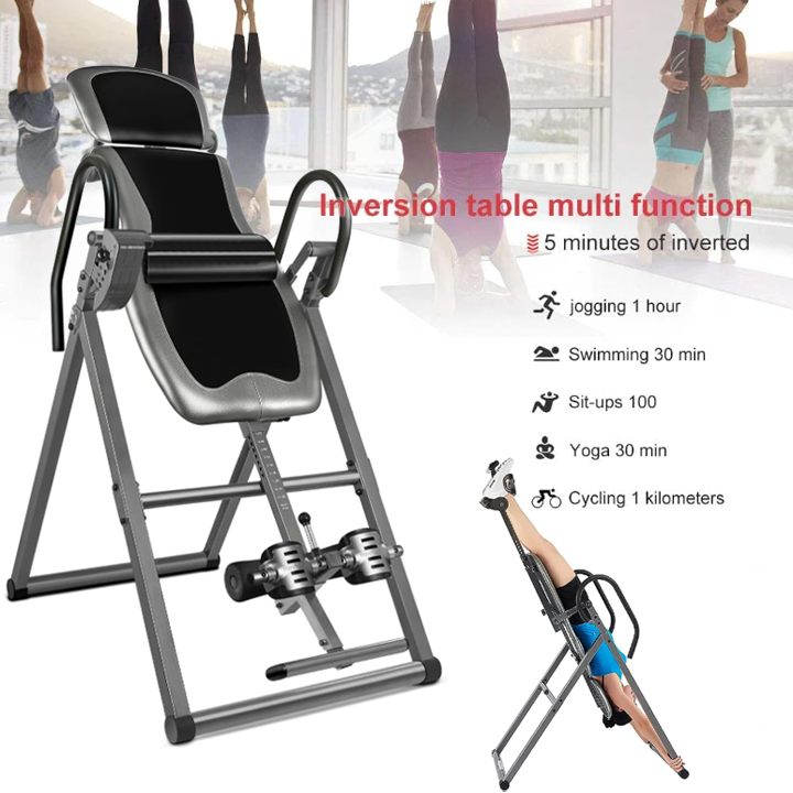 $23.95🔥Last day clearance💝Heavy Duty Inversion Table with Adjustable Headrest｜Reversible Ankle Holders｜300 lb Weight Capacity