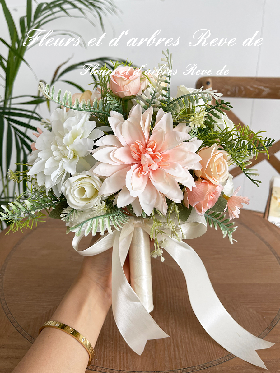 French Noble Rose Hydrangea Chamomile Imitation Flower Fake Flower Bride Engagement Wedding License Wedding Bouquet