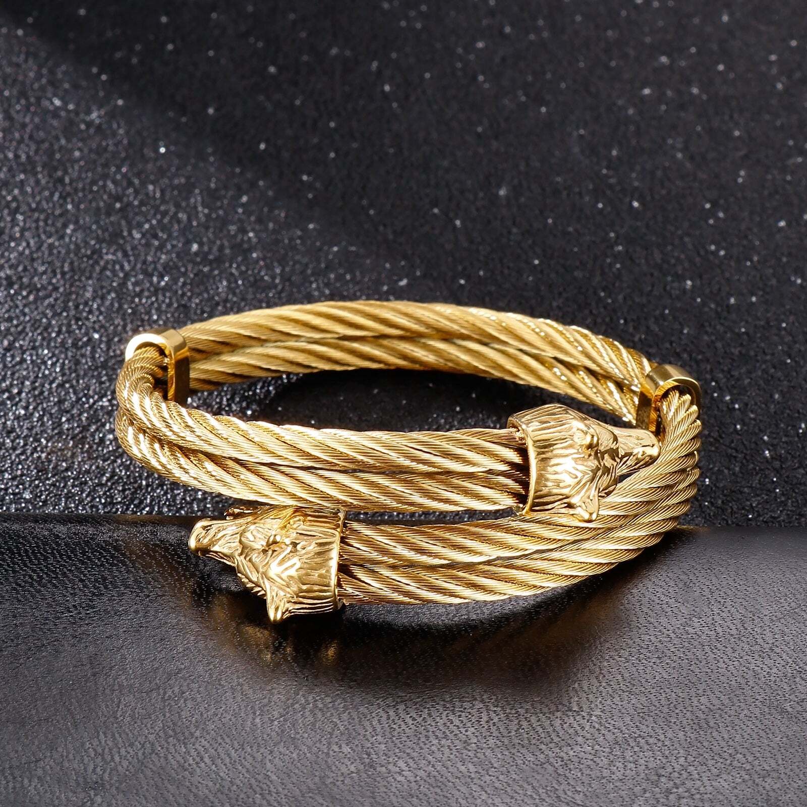 DOUBLE WOLF BANGLE -BRACELET