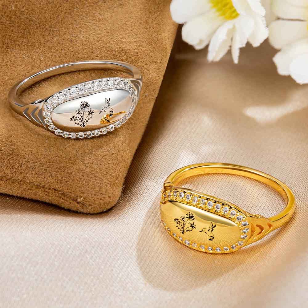 Floral Whispers of Birth: A Customizable Ring of Elegance