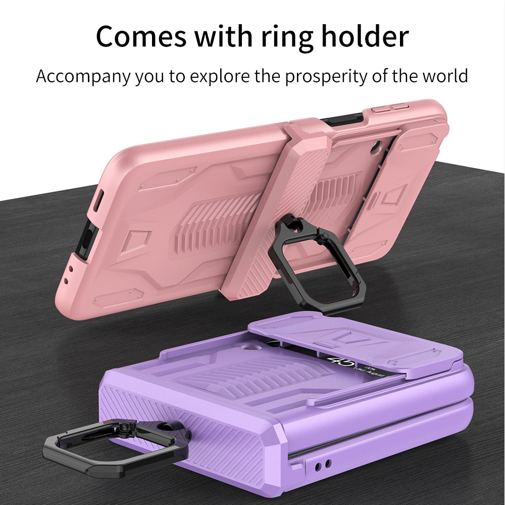 Magnetic Armor Ring Holder With Camera Protection Slide Samsung Galaxy Z Flip3 5G Case
