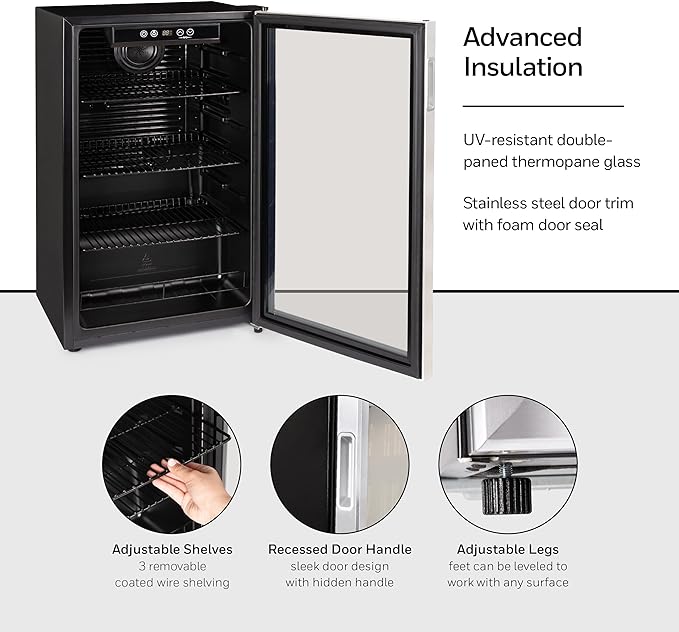 Honeywell Beverage Refrigerator and Cooler 115 Can Mini Fridge with Glass Door