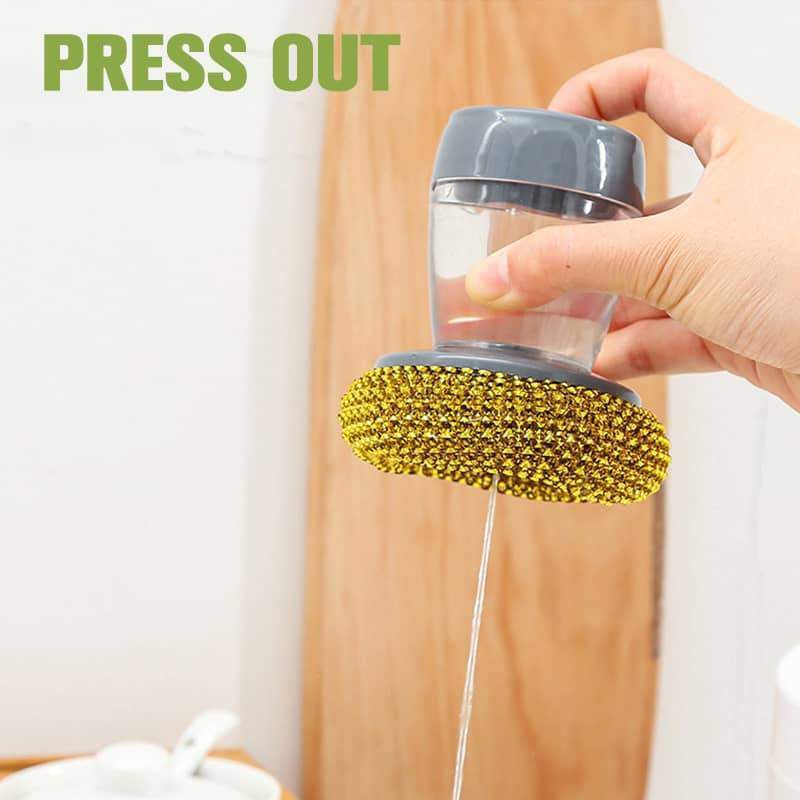 (🔥CHRISTMAS HOT SALE)Kitchen Soap Dispensing Palm Brush-(Palm Brush+3pcs Replace Brush Head/1 Pack)BUY 2 PACKS GET 1 PACK FREE TODAY!