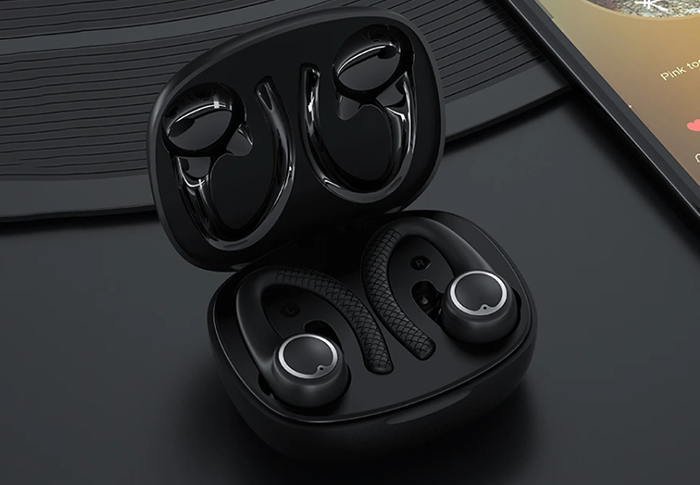 Wireless Earbuds with Earhooks - Waterproof & Stereo Noise Cancelling Sport Bluetooth Headphones