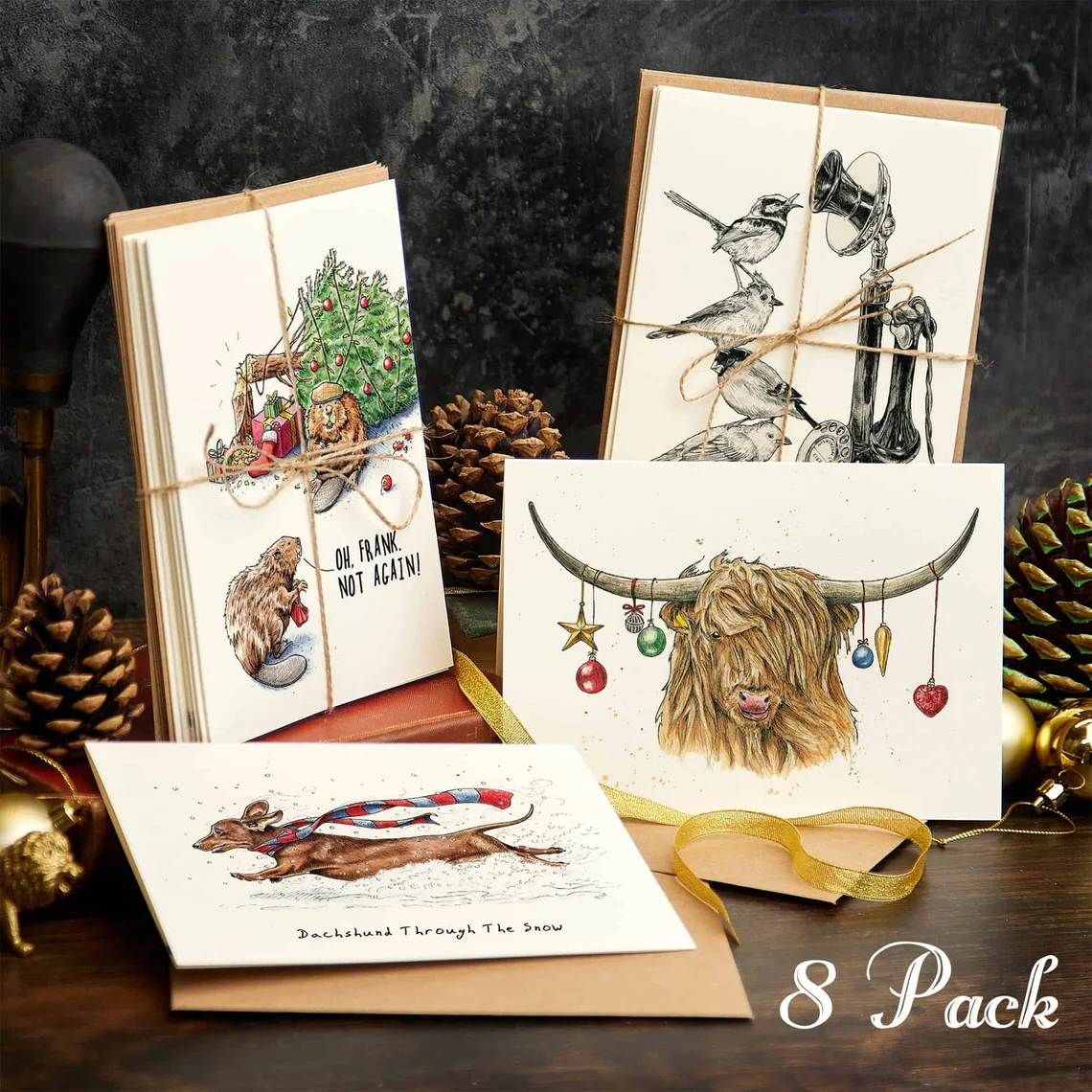 Pack of 8 Funny Christmas Set Of Cards