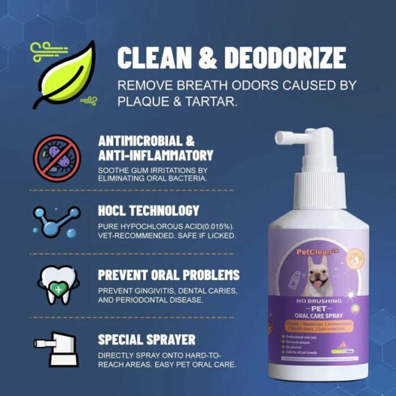 Business Teeth Cleaning Spray for Dogs & Cats, Eliminate Bad Breath, Targets Tartar & Plaque, Without Brushing