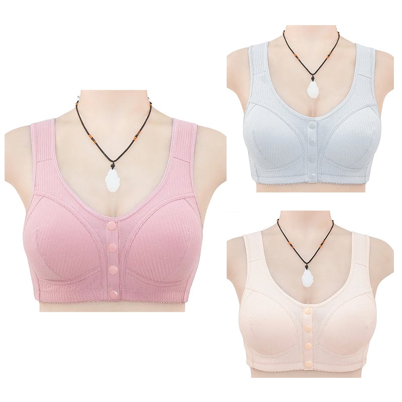 🔥Buy 1 Get 3(3packs)🔥 COMFORTABLE FRONT-CLOSURE WIRELESS PLUS SIZE BUTTON BRA
