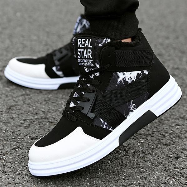 Chicinskates Men's Fur Lining Warm Camouflage Sneakers