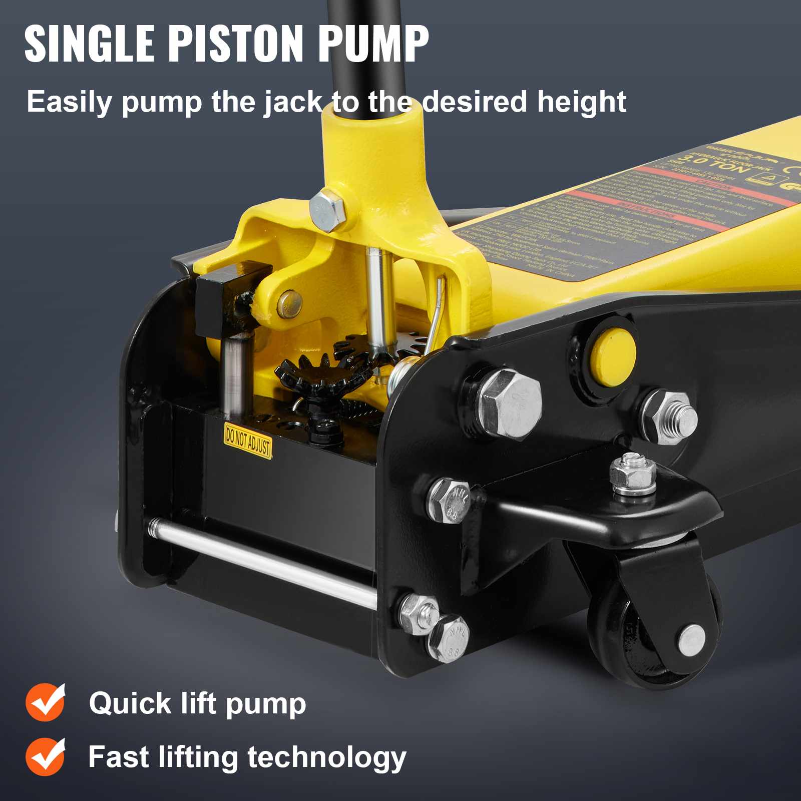 Bentism Low Profile Floor Jack 3 Ton Heavy Steel Single Piston Hydraulic Pump