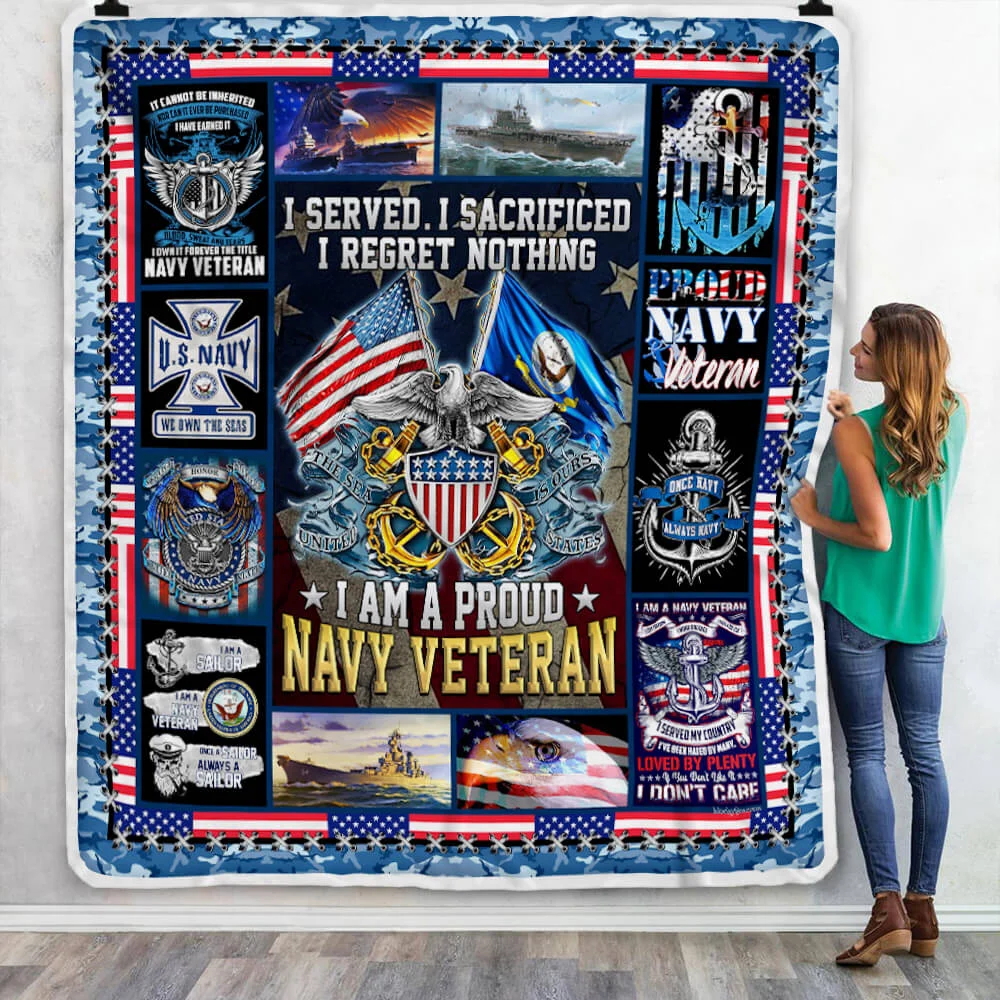U.S. Navy I Am A Proud Navy Veteran Sofa Throw Blanket