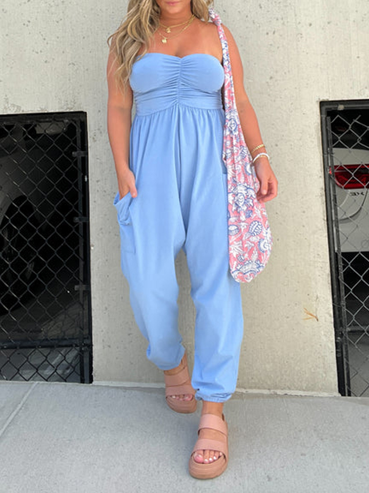 Tube Top Boho Jumpsuit With Pockets (Buy 2 Free Shipping)