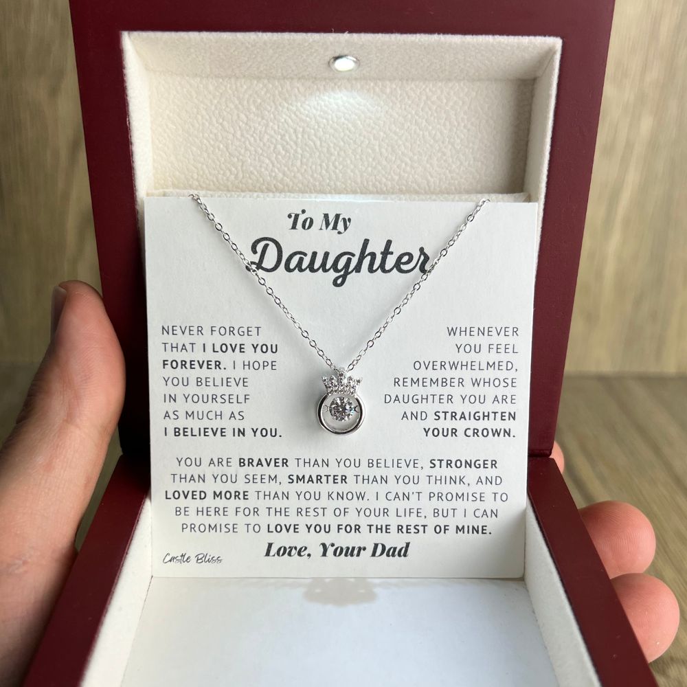 To My Daughter - Believe In Yourself - Silver Crown Necklace