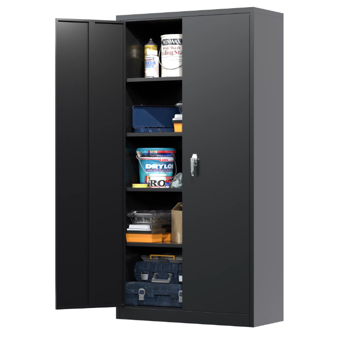 Supeer Black Metal Storage Cabinet 72