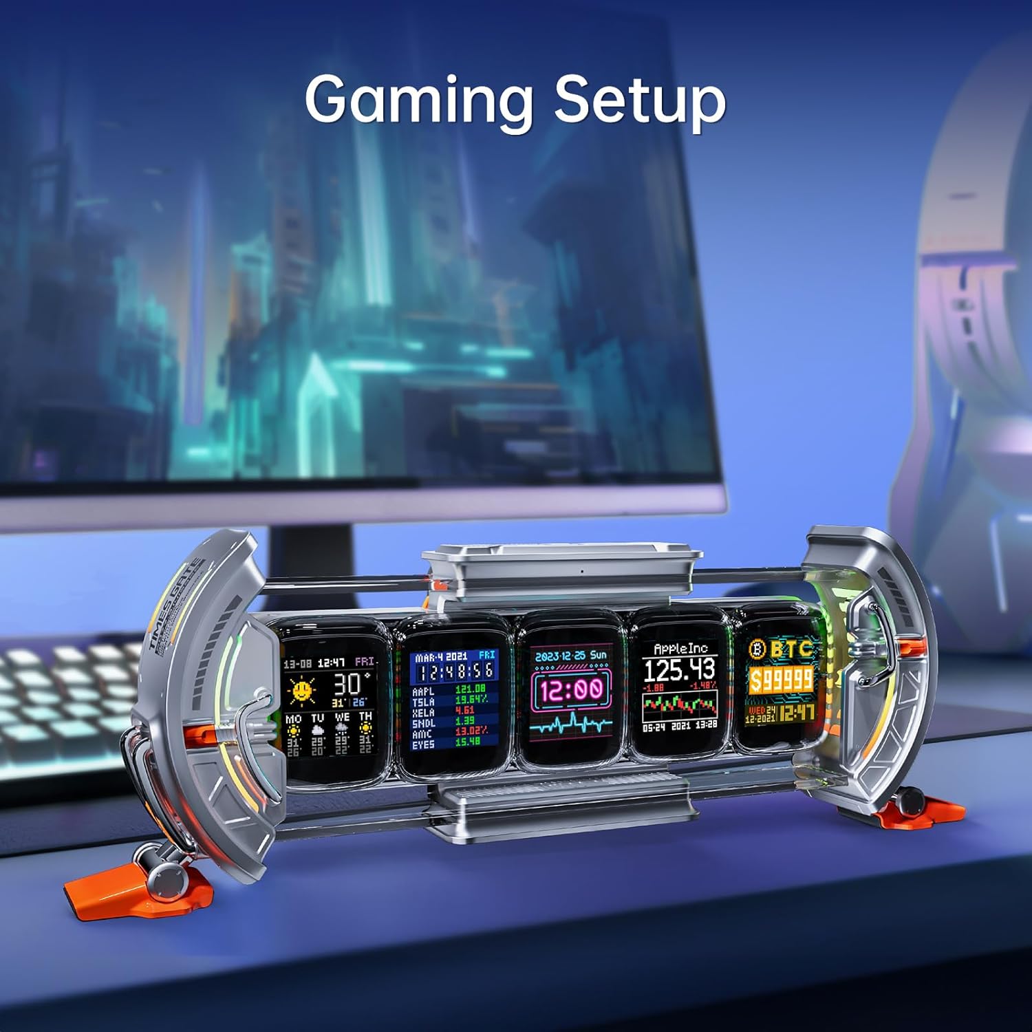 Divoom Times Gate Cyberpunk Gaming Setup Digital Clock with Smart APP Control