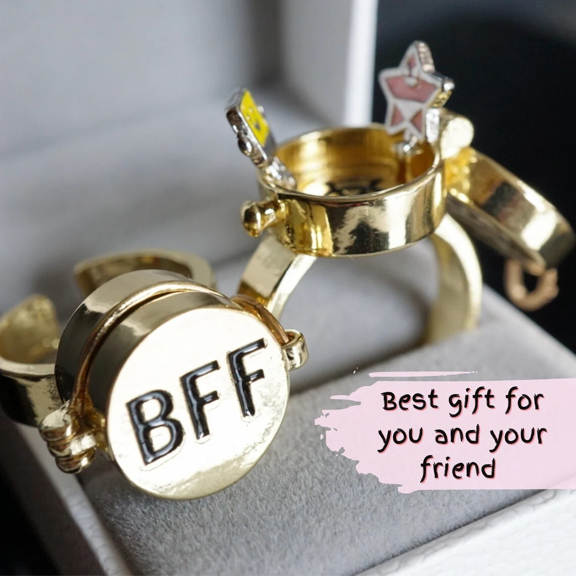 2022 Trend🔥 BFF Rings, best friends ring, Rings for friend Cartoon