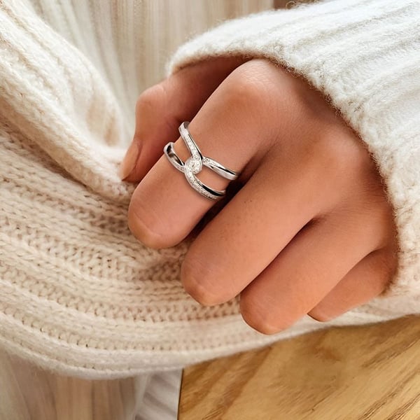 🔥 Last Day Promotion 75% OFF🔗Special Bond Rectangle Interlocking Ring - 💕Mother & Daughter 👩👧 Forever Linked Together