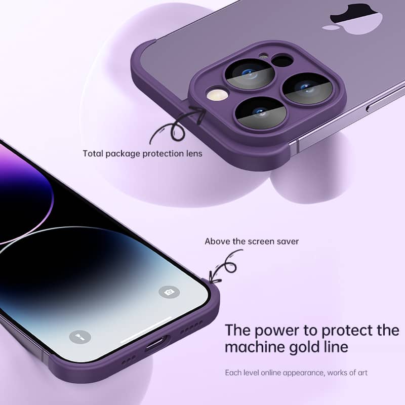 Four Corner Anti-fall Rimless Sticker Case Cover For iPhone