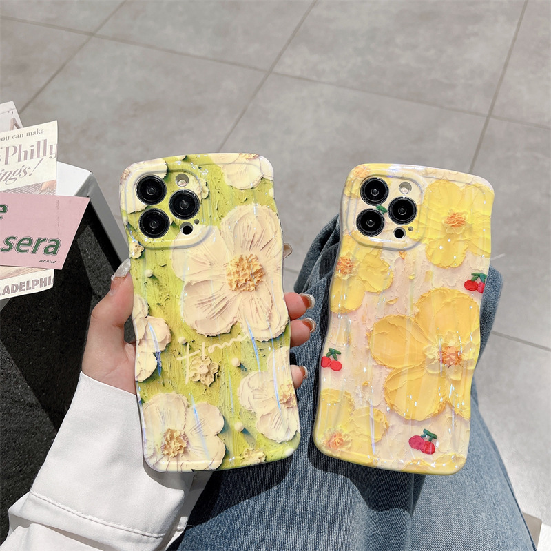 (Hot Sale)For iPhone Colorful Sunflower Oil Painting Exquisite Phone Case