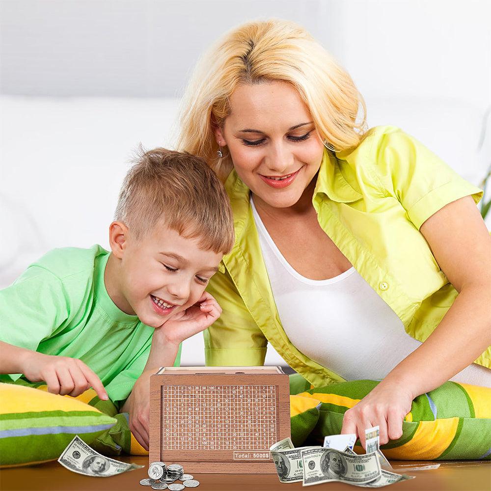 Retro Style Wooden Money Box with Counter Piggy Bank