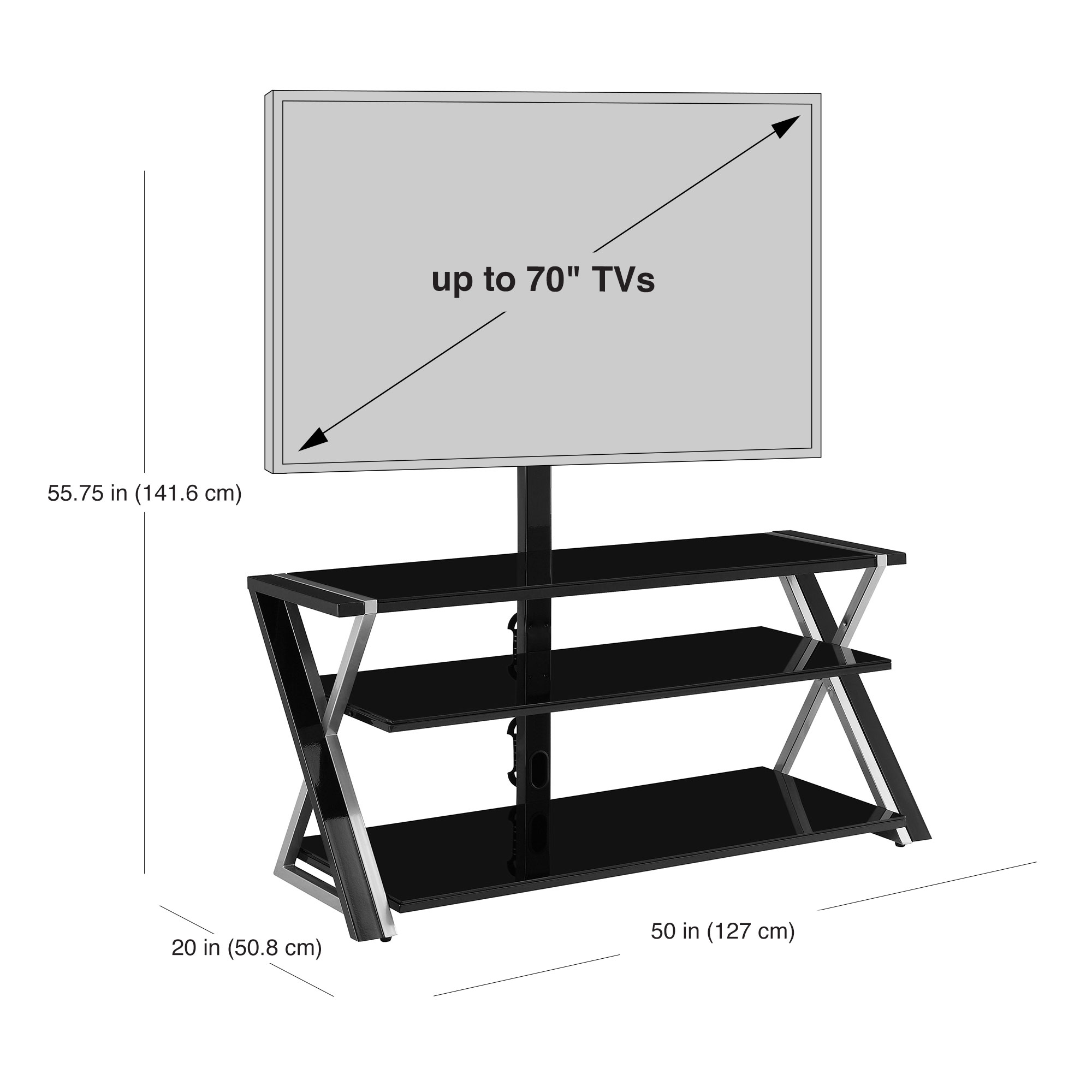 Whalen Xavier 3-in-1 Television Stand for TVs up to 70