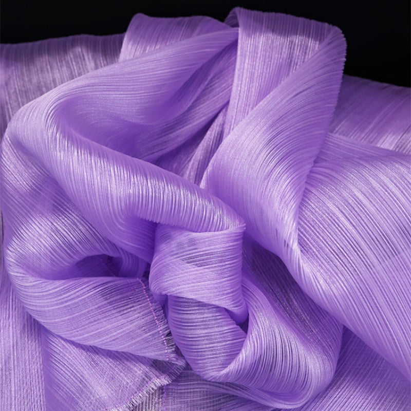 Purple Glossy Pleated Texture Wedding Dress Styling Fabric