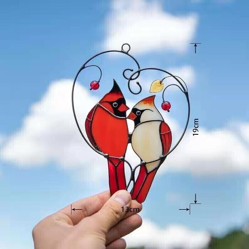 🔥Last Day Special Sale 49% OFF-Pair of Cardinal bird stained ornament
