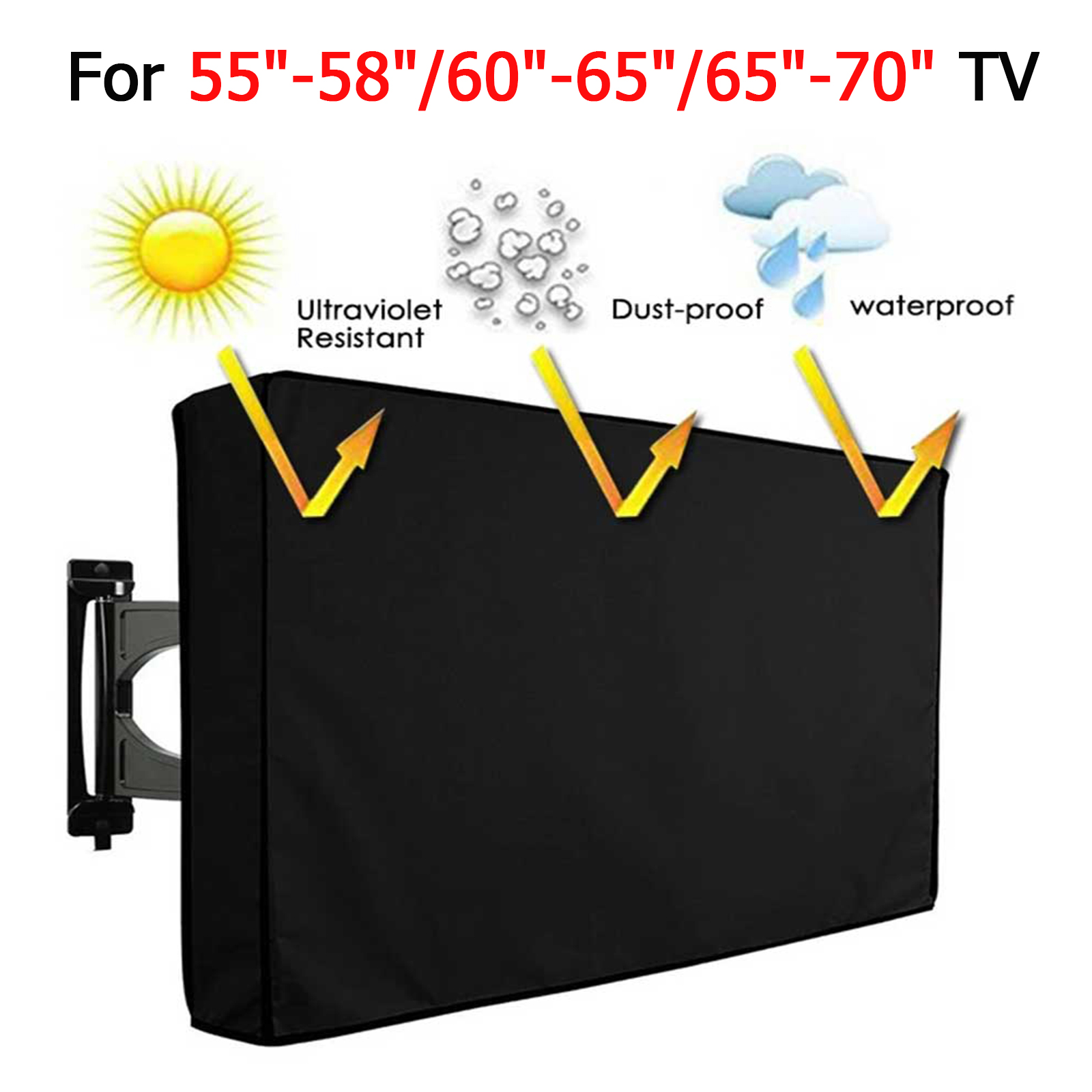 Outdoor Waterproof TV Cover Black Television Protector For 60-65 inch TV 37*58*5in