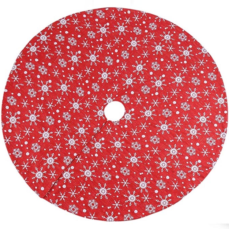 48-Inch Red Christmas Tree Skirt with Snowflakes
