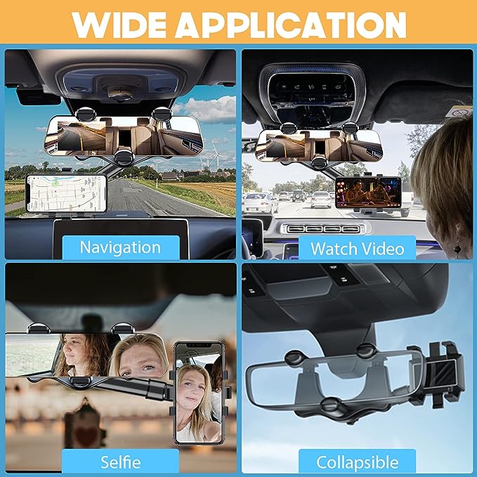 (🔥Last Day Promotion-SAVE 50% OFF)Multifunctional 360° Rear View Mirror Rotatable and Retractable Phone Holder,Mount for All Phones-BUY 2 GET 10% OFF & FREE SHIPPING