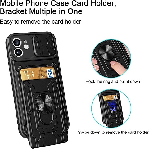 Metal Slide Card Holder Case For iPhone