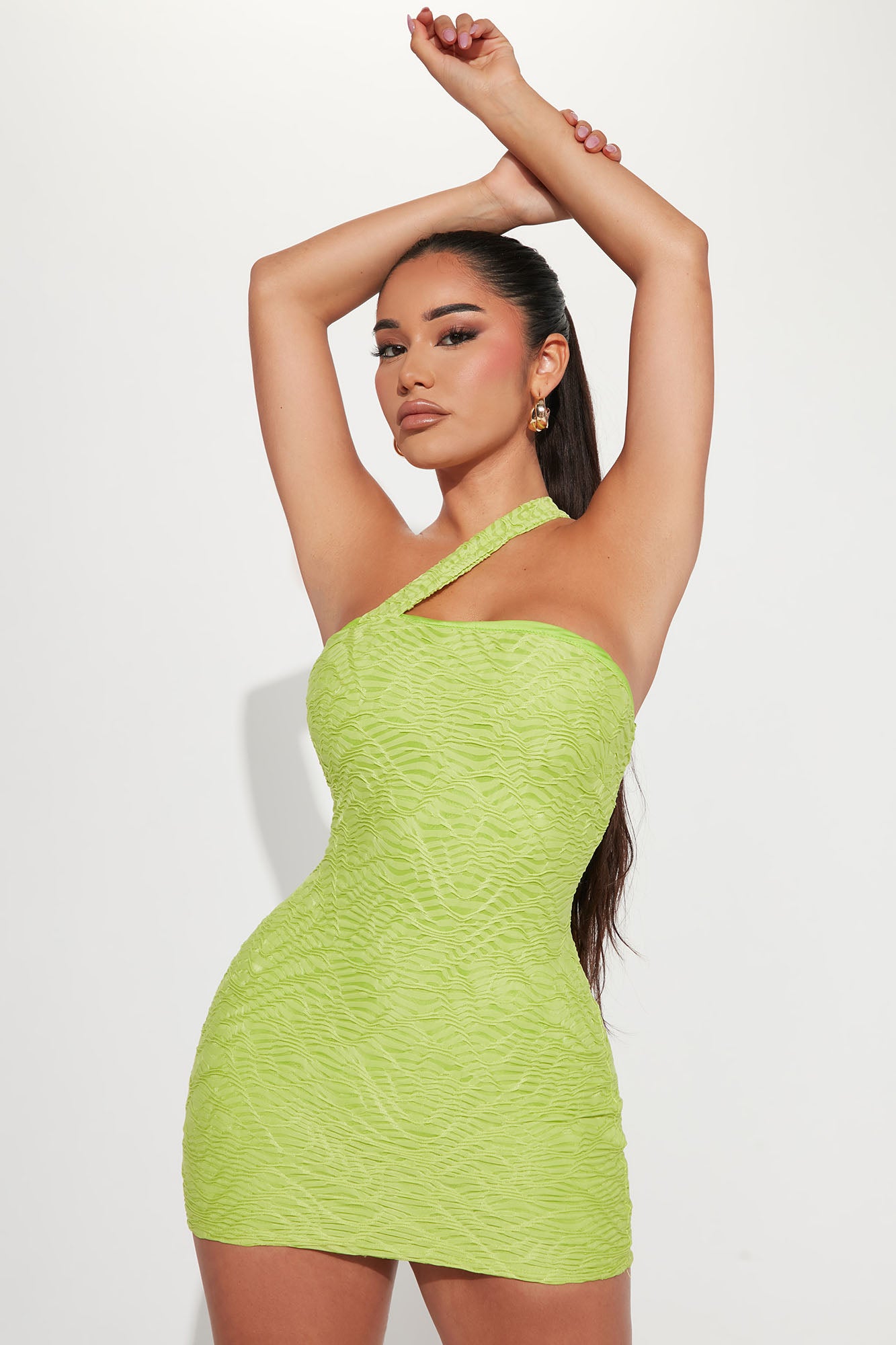 Elisa Textured Mini Dress - Green