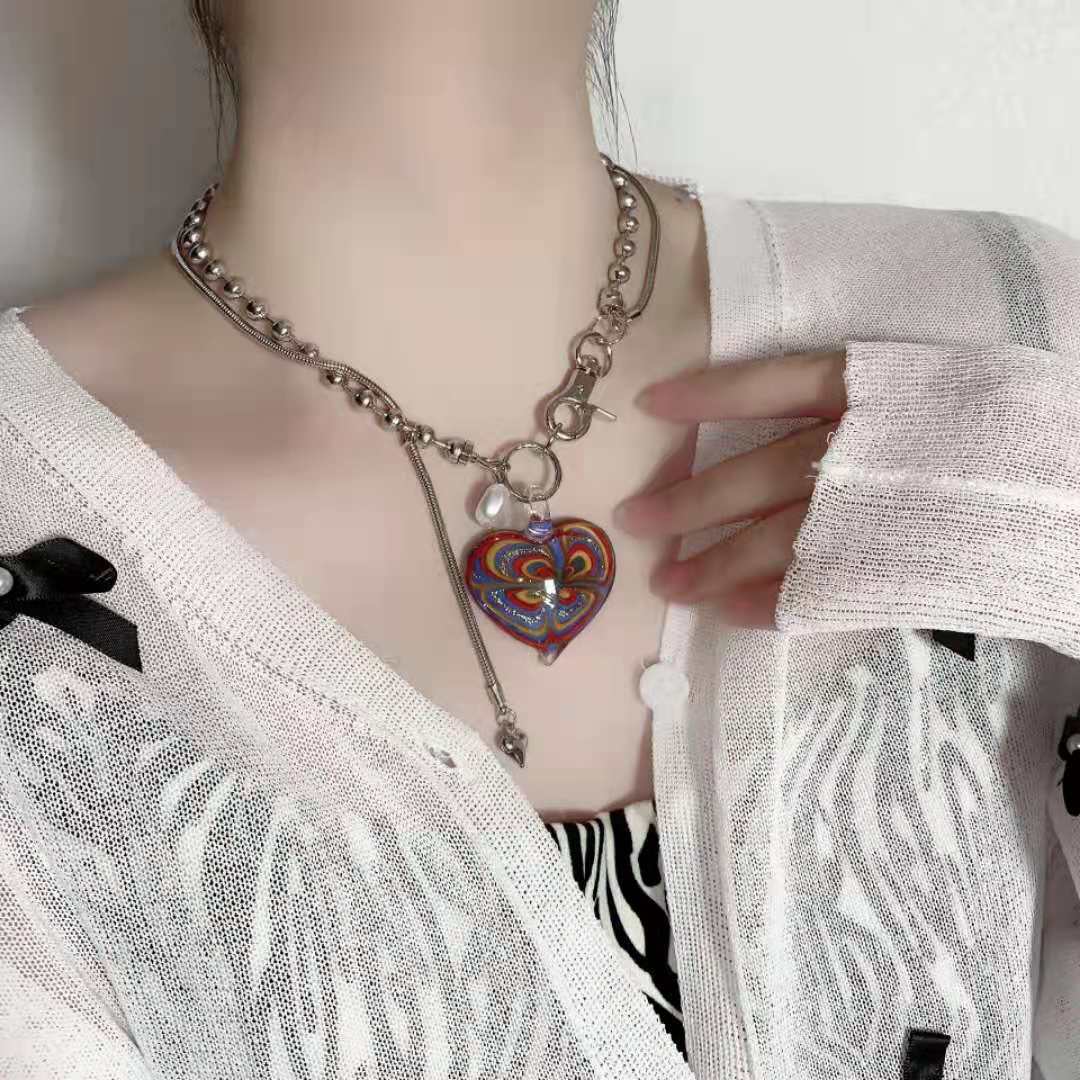 Vintage love double alloy necklace