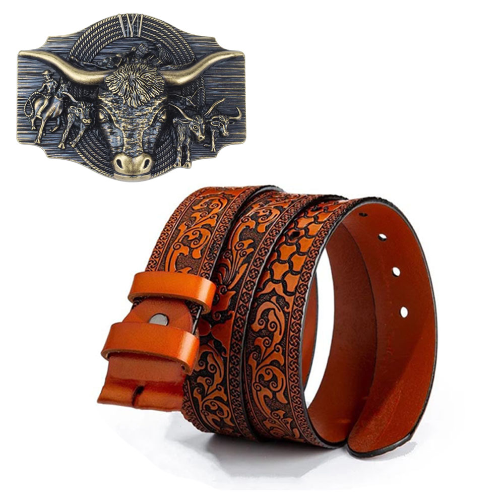 Genuine Leather Belts For Men, 100% Full Grain Mens Belt For Casual Wear,  With Antique Alloy Buckle, Orange, 34 Inch. at  Men's Clothing store