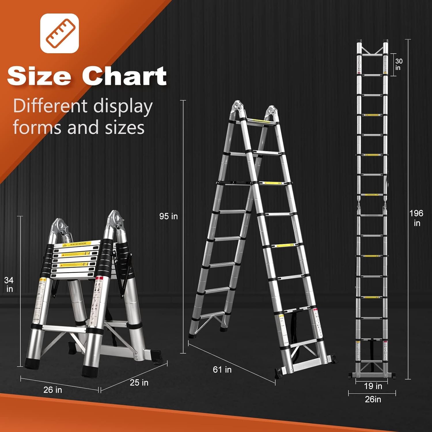 Telescoping Ladder A Frame 16.5 Ft Compact Aluminum Extension Ladder 330 lb Capacity