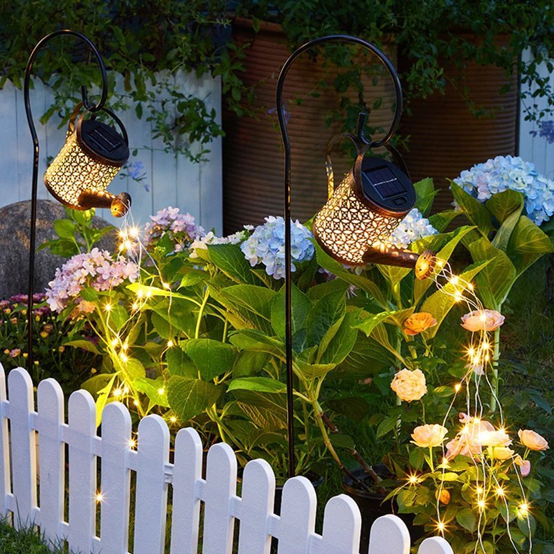 💦2022 New Upgrade Solar Watering Can Lights --Waterproof Garden Flower Decor with 32 inch Shepherd Hook
