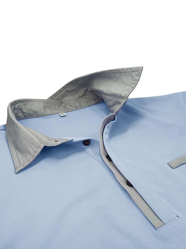 Men's Contrasting Lapel Long Sleeve Polo Shirt