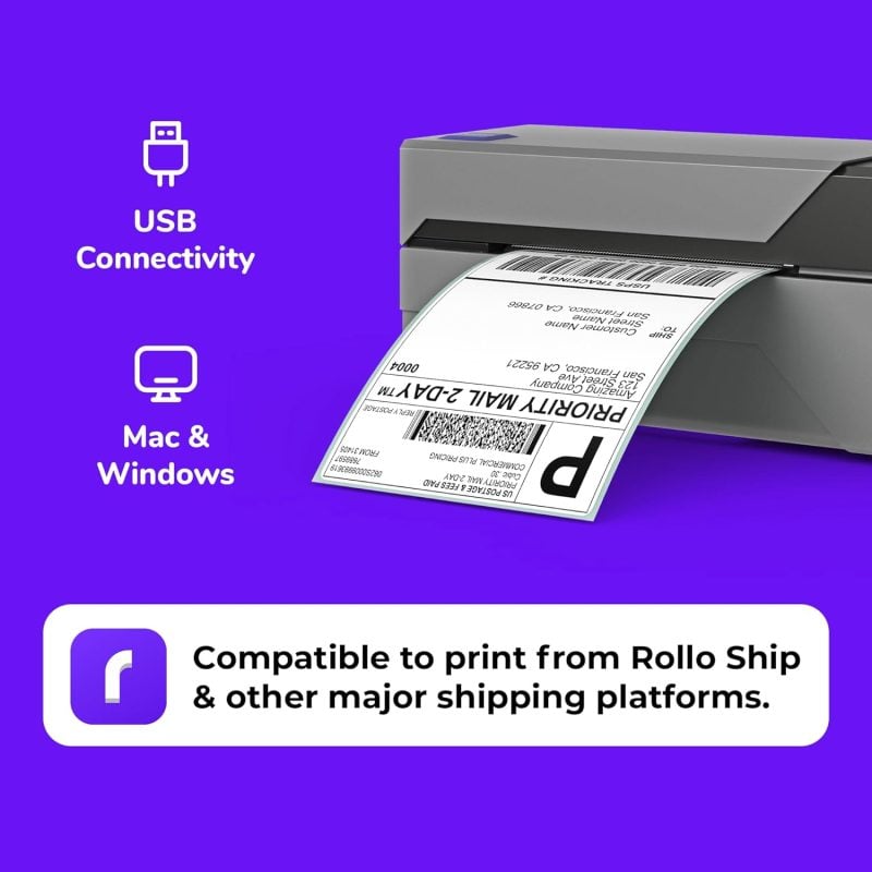 Rollo USB Shipping Label Printer, High Speed Direct Thermal 4×6 Label Printer
