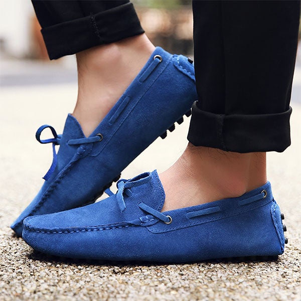 Chicinskates Men's Suede Square Toe Comfy Loafers