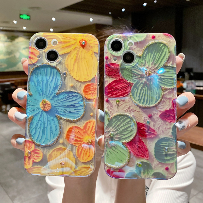 【Hot Sale 45% offF)】For iPhone oil painting flower phone case