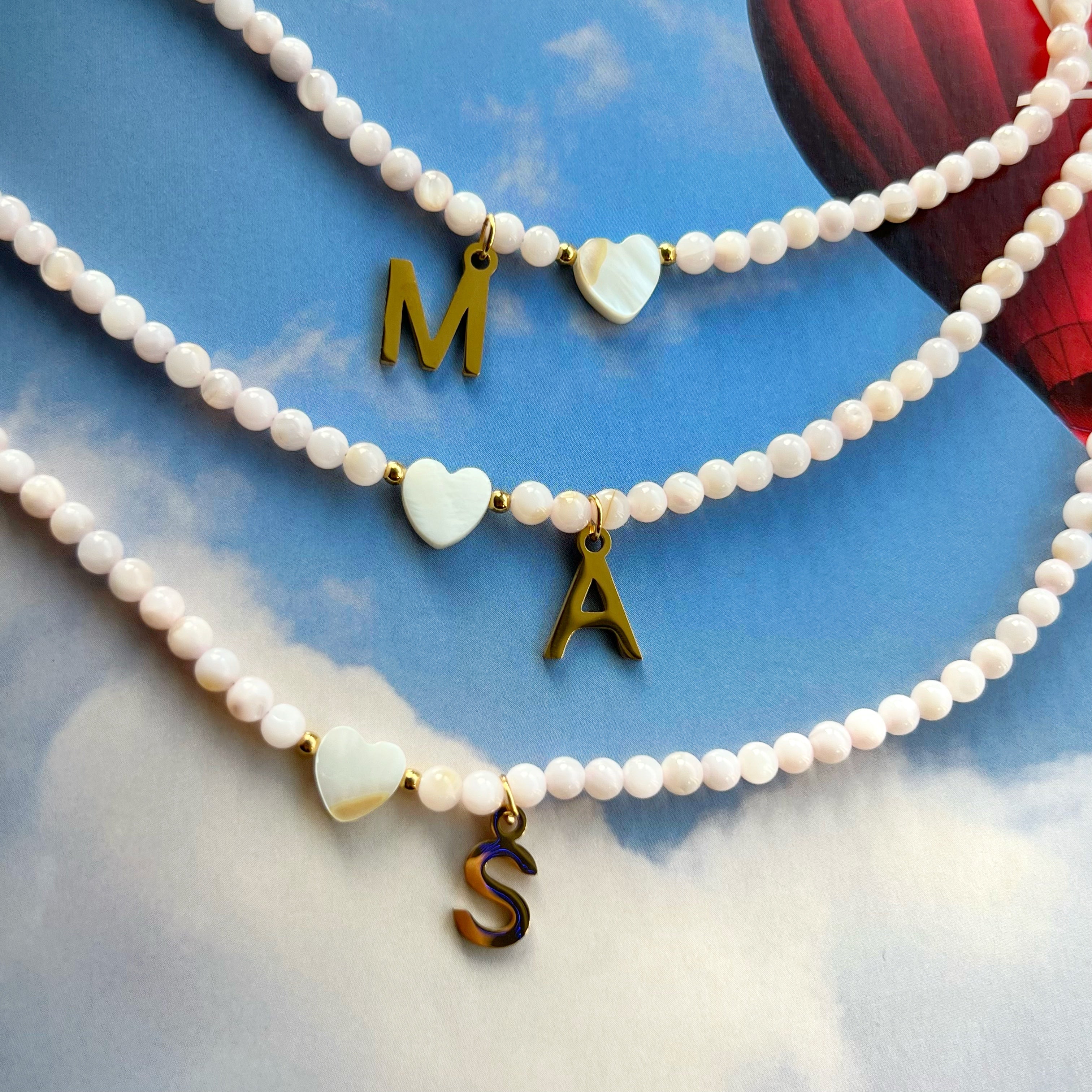 Bubblegum Beads Initial Choker '18k Gold Plated'