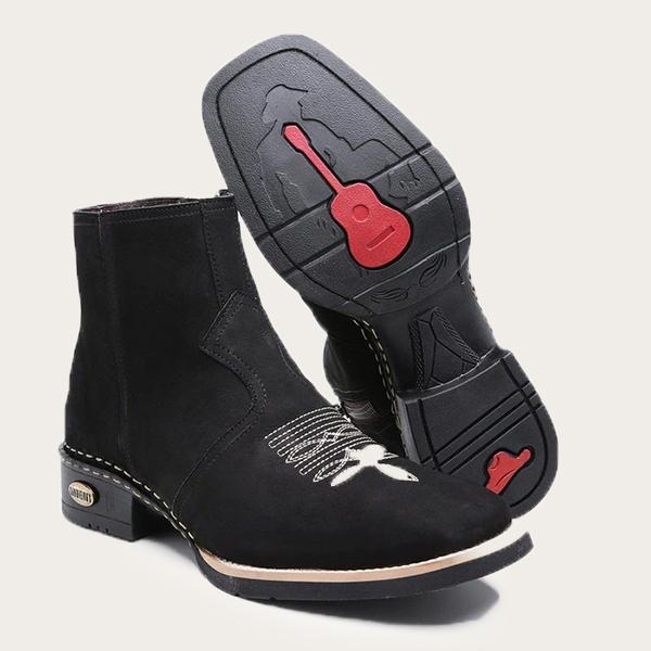 Chicinskates Men's Square Toe Size Zipper Short Boots