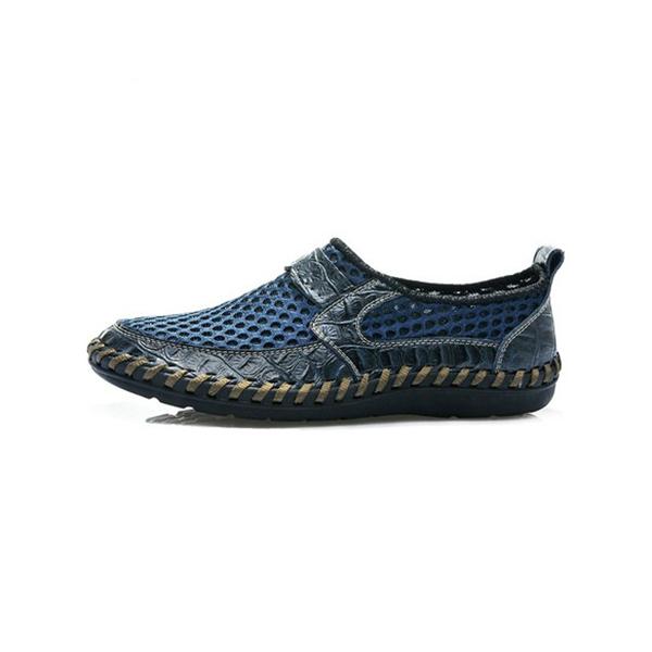 Chicinskates Men's Cowhide Crocodile Pattern Breathable Mesh Sneakers