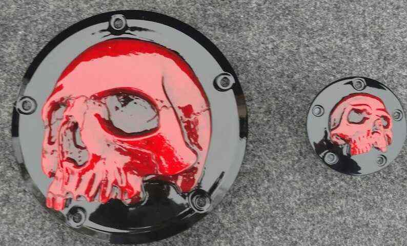 Harley Davidson Derby Clutch Cover With Cool 3D Red Skull