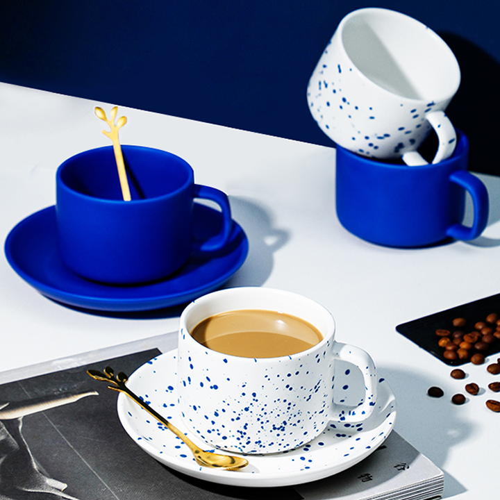 Klein Blue Ceramic Mug & Saucer Set with Gift Wrapping
