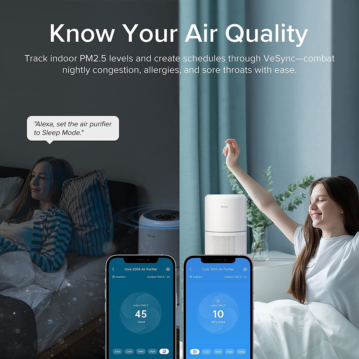 Levoit Air Purifier True HEPA Smart Air Cleaner Smart WiFi Auto Mode