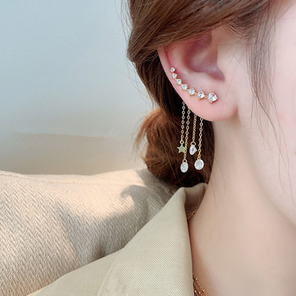 Fashion Rhinestone Tassel Earrings