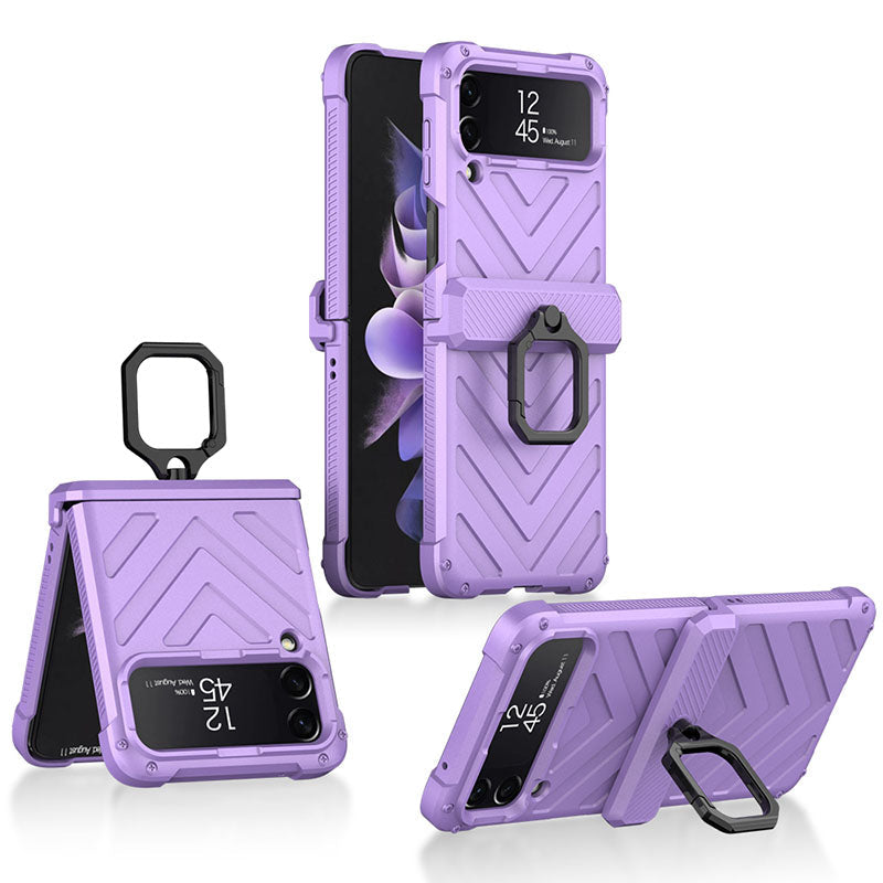 Magnetic Armor Ring Holder With Camera Protection Slide Samsung Galaxy Z Flip3 5G Case